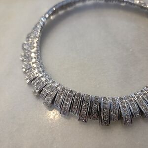 Metal Choker Art Deco Necklace With Crystals